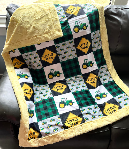 Little Man Tractors Crib/Toddler Blanket