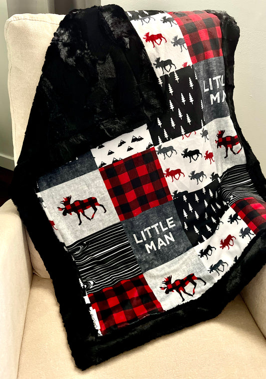 Little Man Patchwork Baby Blanket