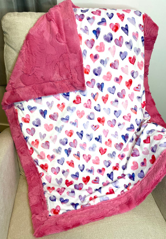 Hot Pink Hearts Baby Blanket