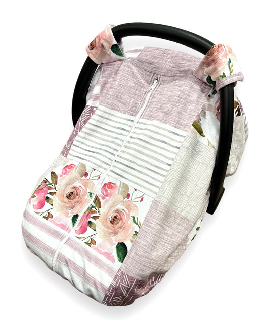 Mauve Floral Patchwork Winter Car Seat Cover