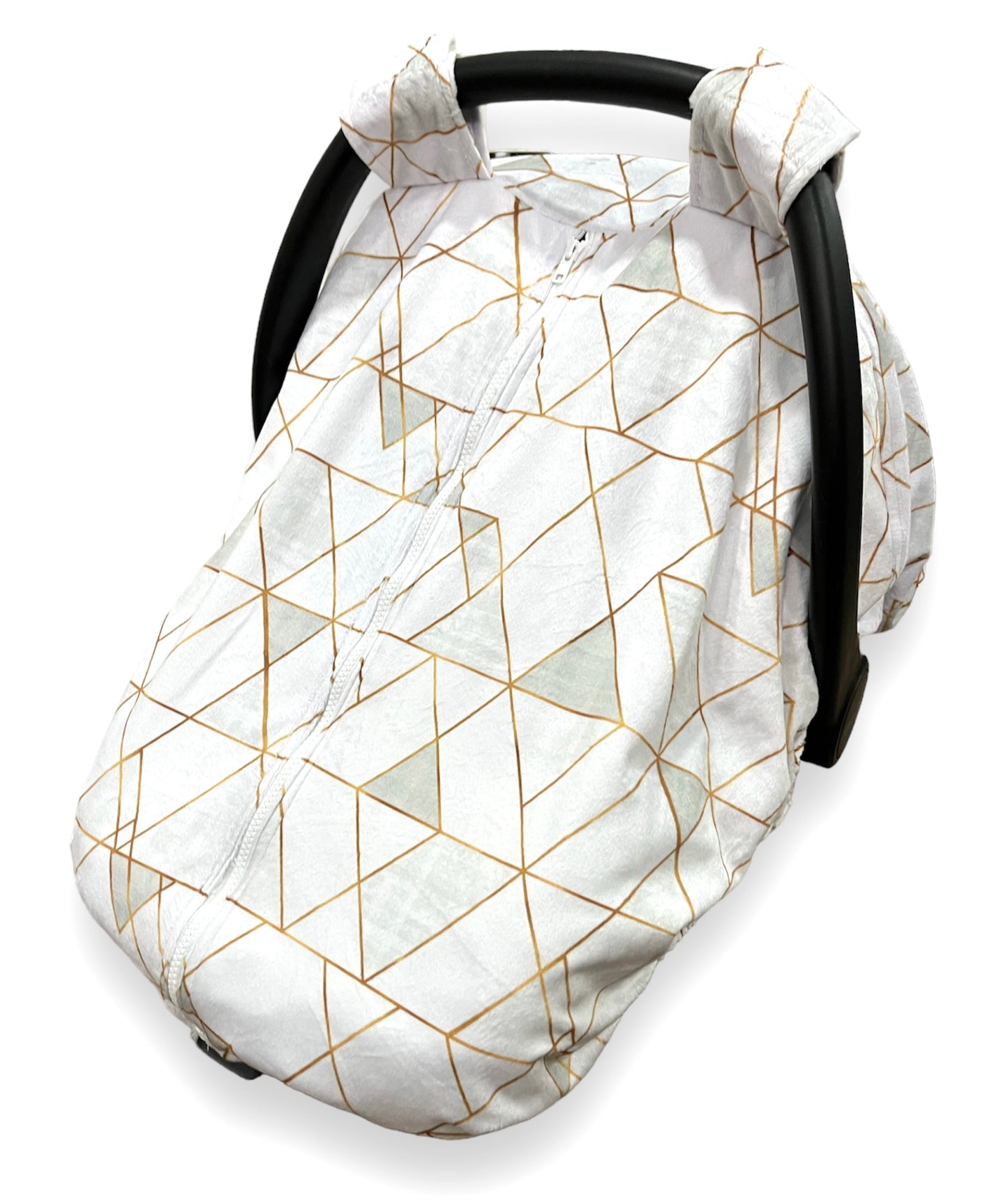 Mod Triangles White & Gold Winter Car Seat Cover