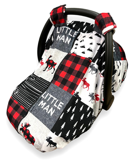 Little Man Patchwork Winter Car Seat Cover